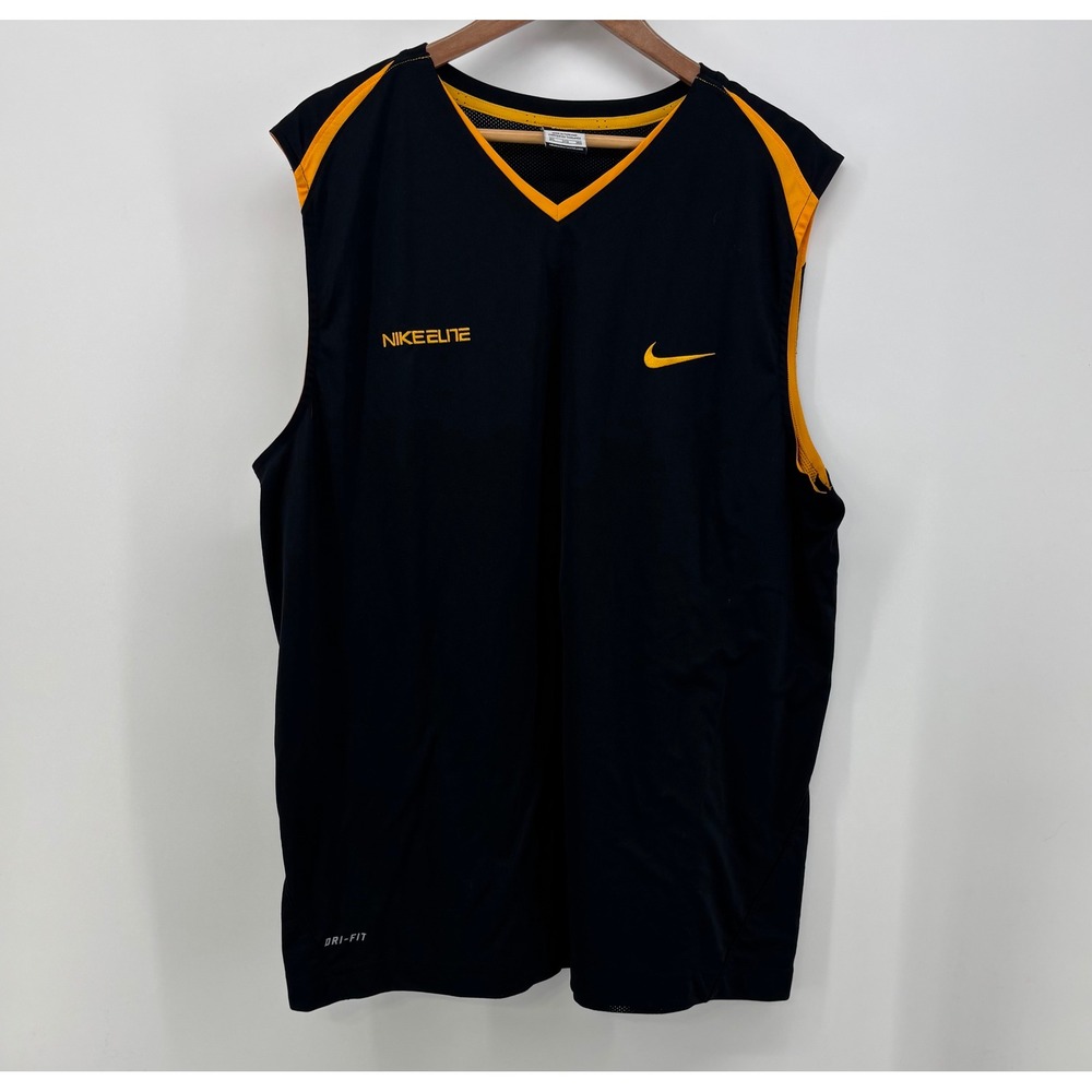 Nike Elite Sleeveless Basketball Jersey Men's 3XL Black Gold Mesh Back